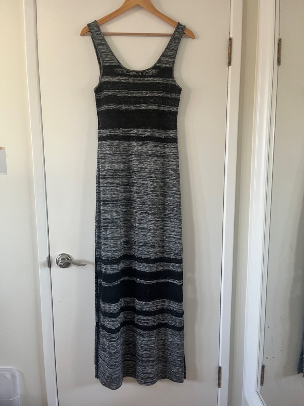 Free People Sleeveless Black & Gray Knit Maxi Dress
